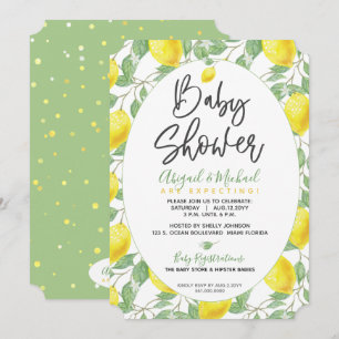 Invitation Vert jaune Boho Lemon Sexe Baby shower neutre
