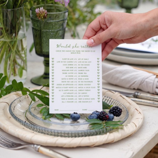 Invitation Vert manuscrit Voudrait-elle plutôt Game Card (Créateur téléchargé)