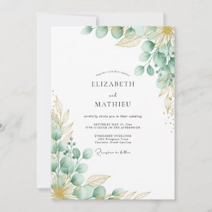 Invitation Vert Menthe Botanique Mariage Fantaisiste