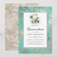 Vert menthe et floral damasquiné perle pour Quince