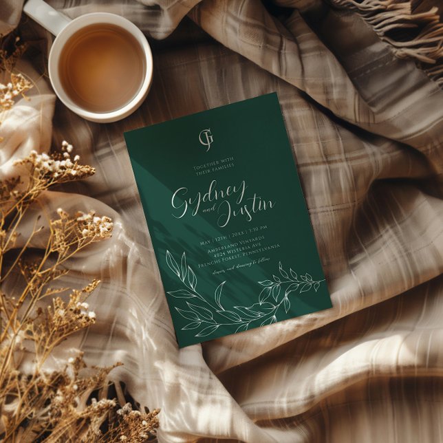 Invitation Vert minimaliste moderne Mariage d'automne (Créateur téléchargé)