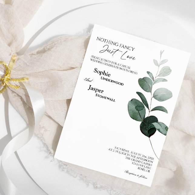 Invitation Vert moderne Blanc Rien Mariage (Créateur téléchargé)