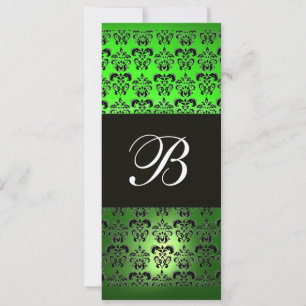 Invitation VERT NOIR DOMMASK MONOGRAM, émeraude blanche
