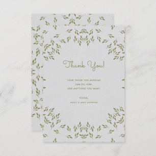 Invitation Vert olive Feuille Russe Mariage Merci