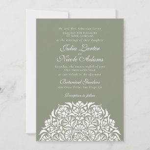 Invitation Vert olive sauge mandala floral fantaisiste mariag