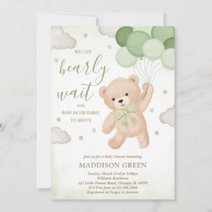 Invitation Vert on peut attendre Baby shower