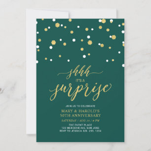 Invitation Vert & Or   50e anniversaire du Mariage surprise