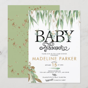 Invitation Vert & Or Baby shower non sexiste