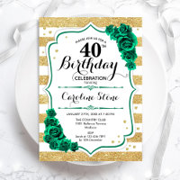 Vert or blanc rayures florales 40e anniversaire