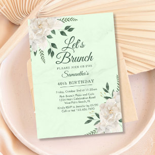 Invitation Vert Pastel Floral Brunch de Fête pour Tout Événem