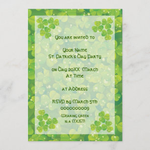Invitation Vert porte-bonheur trèfle shamrock invitatiom
