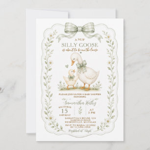 Invitation Vert poussiéreux Silly Goose Baby Shower Genre Neu