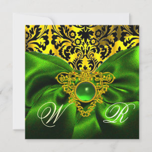 INVITATION VERT RIBBON OR CELTIC COEUR DOMMASQUE MONOGRAPHE
