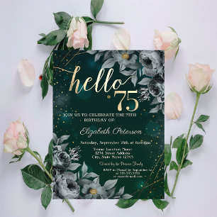 Invitation Vert Rose foncé 75e anniversaire