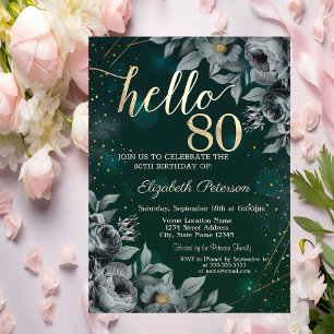Invitation Vert Rose foncé 80e anniversaire
