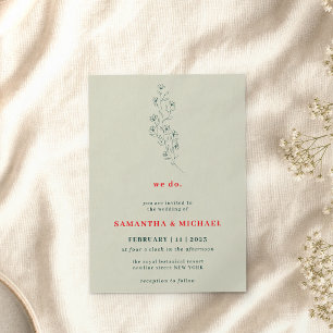 Invitation Vert Rouge Boho Indie Rustique Botanique nous fais
