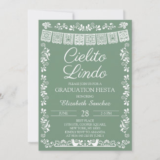 Invitation Vert sauge Cielito Lindo Graduation Fiesta