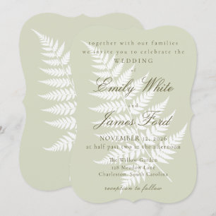 Invitation Vert sauge clair Fernes blanches 5x7 Support Maria