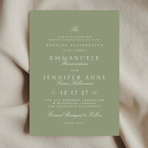 Invitation Vert sauge crème Calligraphie élégante Le Mariage