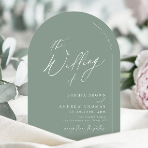 Invitation Vert sauge écriture moderne minimaliste mariage ar