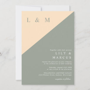 Invitation Vert Sauge Et Crème Monogramme Tout En Un Mariage