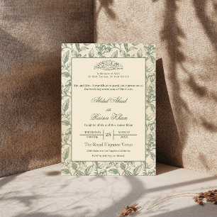Invitation Vert sauge et mariage islamique musulman floral be