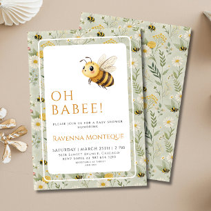 Invitation Vert sauge Fleur sauvage Abeille Personnalisé Oh B