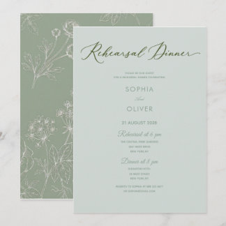 Invitation vert sauge floral botanique classique répétition