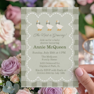 Invitation Vert sauge Gingham Vichy Buffalo Couverture Bébé C