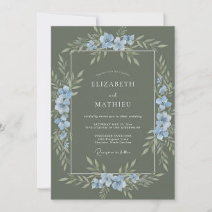 Invitation Vert sauge Mariage éthéré dans la nature