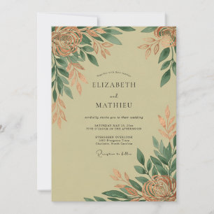 Invitation Vert sauge Mariage rustique poli