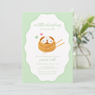 Invitation Vert sauge Mignon Bébé Shower Asiatique Dumpling