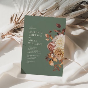 Invitation Vert sauge Moderne Mariage Floral Terracotta d'Aut