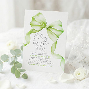 Invitation Vert Sauge Noeud Papillon Elle Attache le Nœud Réc