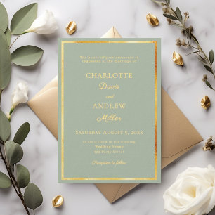 Invitation Vert sauge or moderne élégant luxe mariage