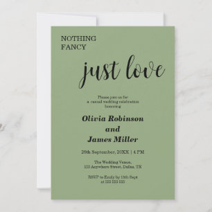 Invitation Vert sauge Rien de fantaisie Juste amour Mariage d