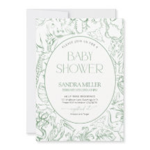 Vert sauge Safari Toile de Jouy Baby Shower