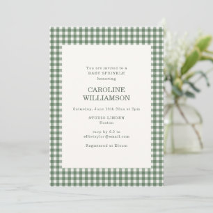 Invitation Vert sauge Vichy à carreaux à plaid Rétro Baby Spr