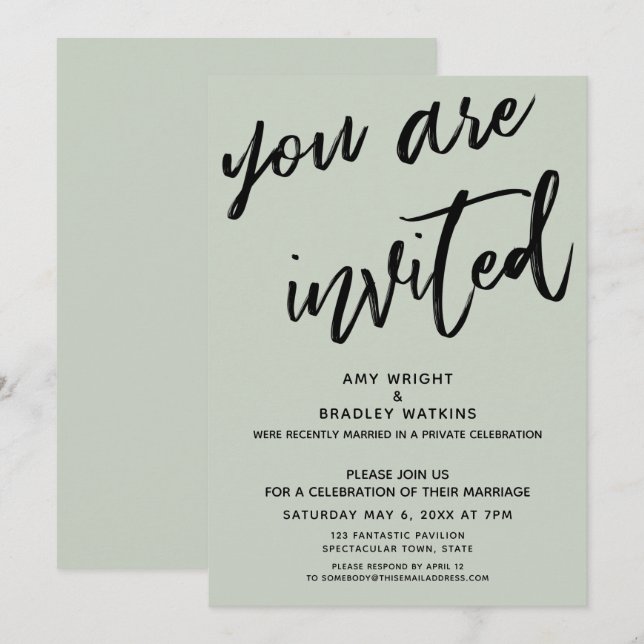 Invitation Vert Sauge Vous êtes Invités Carton de Remerciemen (Devant / Derrière)