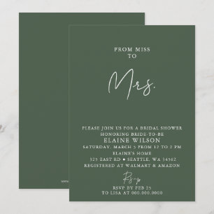 Invitation Vert Simple Élégant Fête des mariées moderne