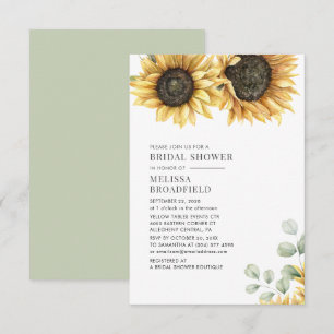 Invitation Vert tournesol Aquarelle Fête des mariées florale