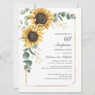Invitation Vert tournesol moderne Floral 60e anniversaire