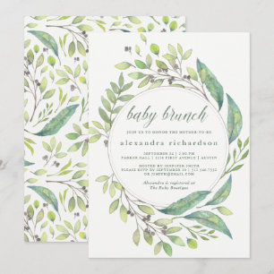 Invitation Vert verdoyant  Aquarelle Wreath Baby Bruny