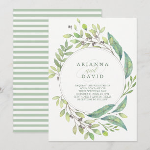 Invitation Vert verdoyant  Mariage d'aquarelle tendance