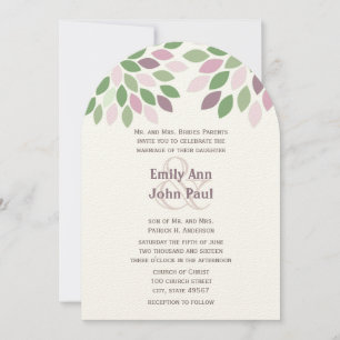 Invitation Vert violet moderne Arbre Chrysanthème Mariage