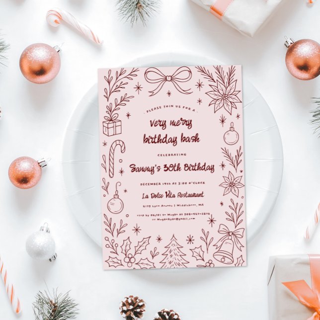 Invitation Very Merry Birthday Bash | Christmas Party (Créateur téléchargé)