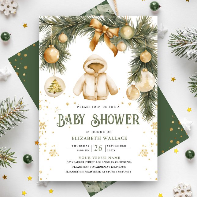 Invitation Veste Boho Rustique Baby shower de Noël d'hiver (Créateur téléchargé)