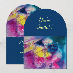 Invitation VÊTEMENT AVEC OWL ET VIOLIN, jaune, bleu rose