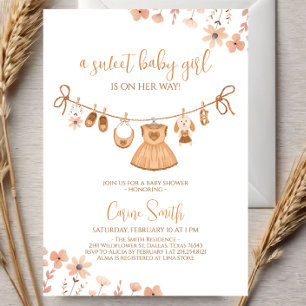 Invitation Vêtements de bébé fille élégante Boho Cadeau baby