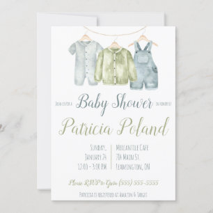 Invitation Vêtements de bébé garçon sur Baby shower de ligne 